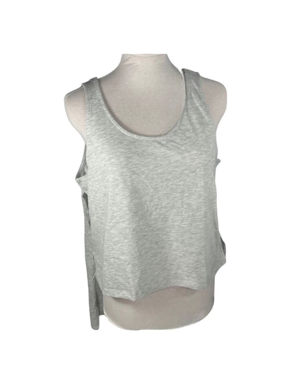 đť…şTOPSHOP Cropped Tank Top Ballet Wrap Gray Knitted Scoop Neck Size XS - Picture 3 of 13